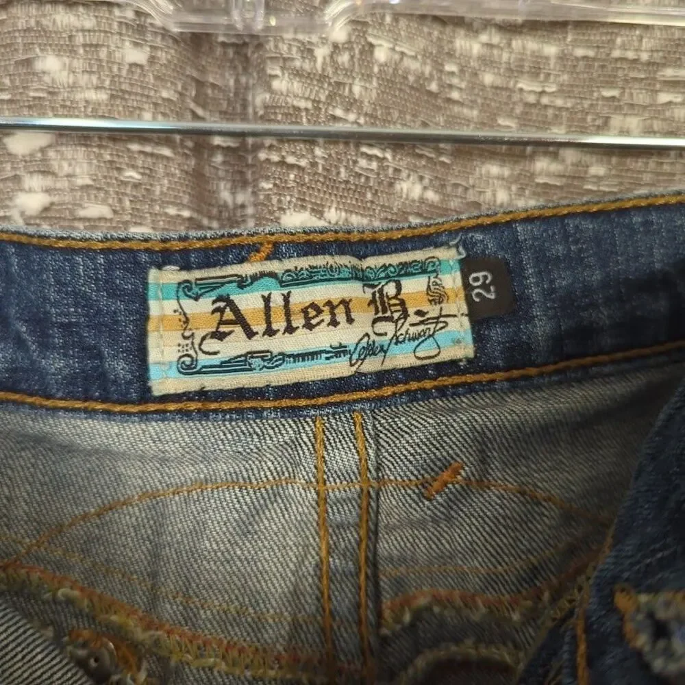Vintage Y2K Allen B‎ Schwartz Frayed Embellished Flare Denim Jeans Women's 29